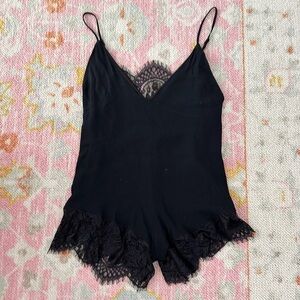 black romper with lace trim